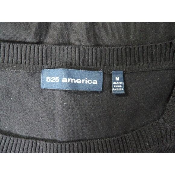525 America Sweater Medium Black Square Neck Bell Sleeve Knit Minimalist Capsule - Picture 5 of 13